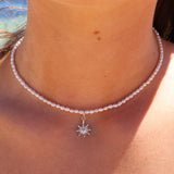 Sun Pearl Necklace Silver
