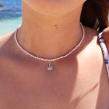 Sun Pearl Necklace Silver