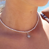 Sun Pearl Necklace Silver