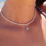 Sun Pearl Necklace Silver