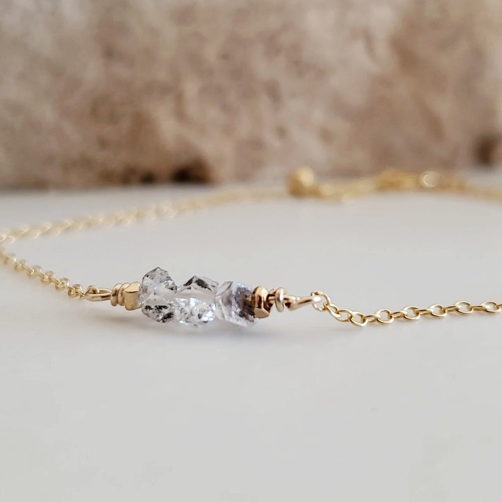 Herkimer Diamond Bracelet | 14k Gold Fill |  Sterling Silver