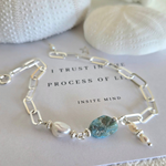 Larimar bracelet | Sterling Silver | Freshwater Pearl