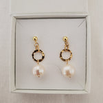 Circle Link Pearl Earring | Gold