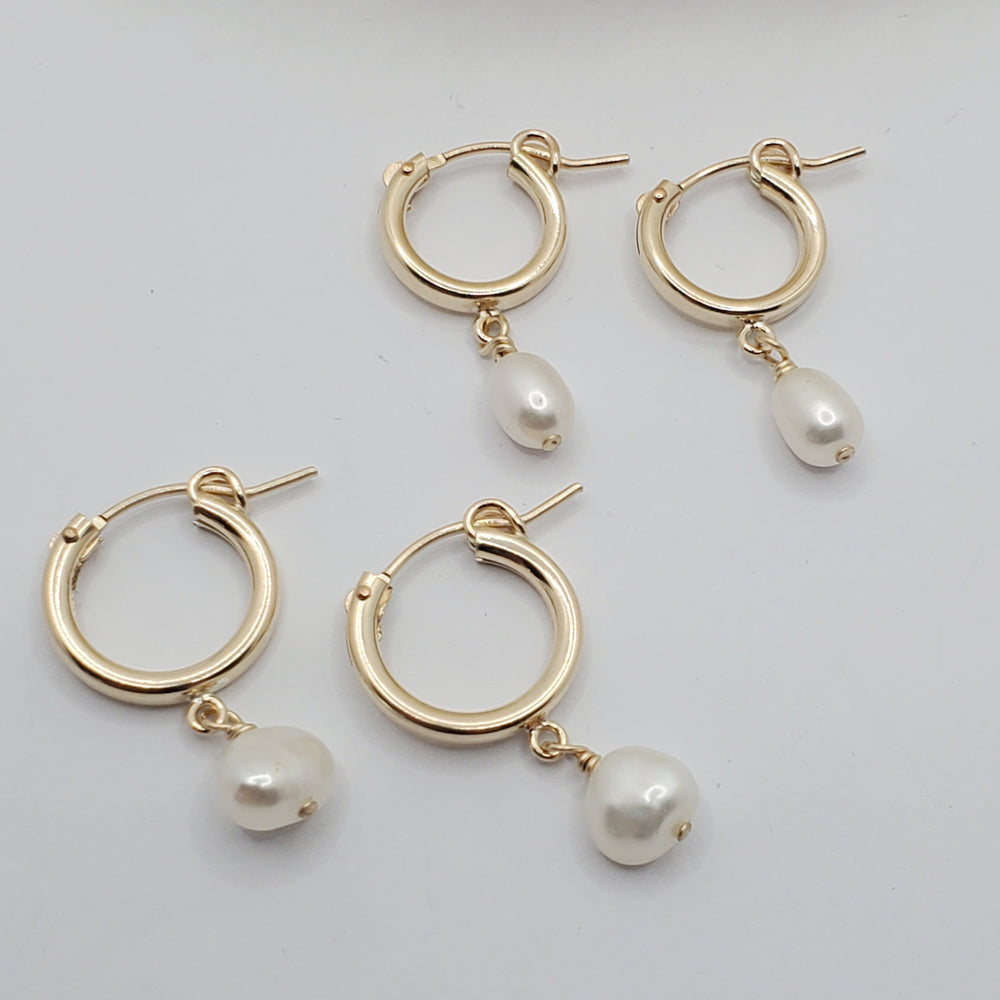 Luna Earrings |  14k Gold Fill | Sterling Silver | Freshwater Pearl | 13mm