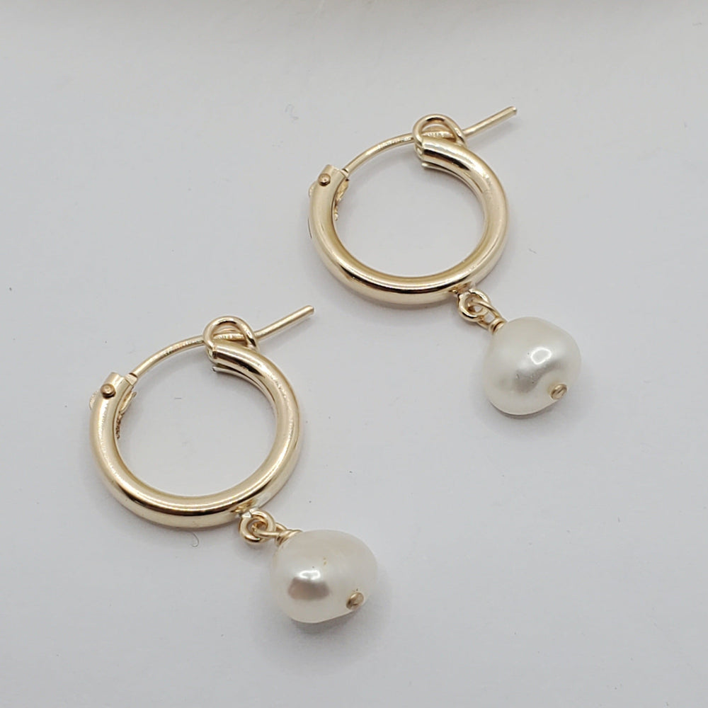 Juno Earrings | 14k Gold Fill | Freshwater Pearl | 15mm