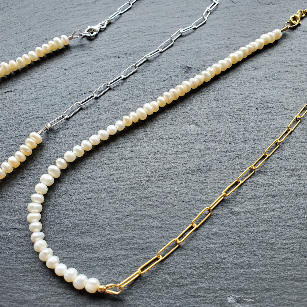 
            
                Load image into Gallery viewer, Sophia Necklace |  Freshwater pearl | Gold Vermeil |  Sterling Silver
            
        