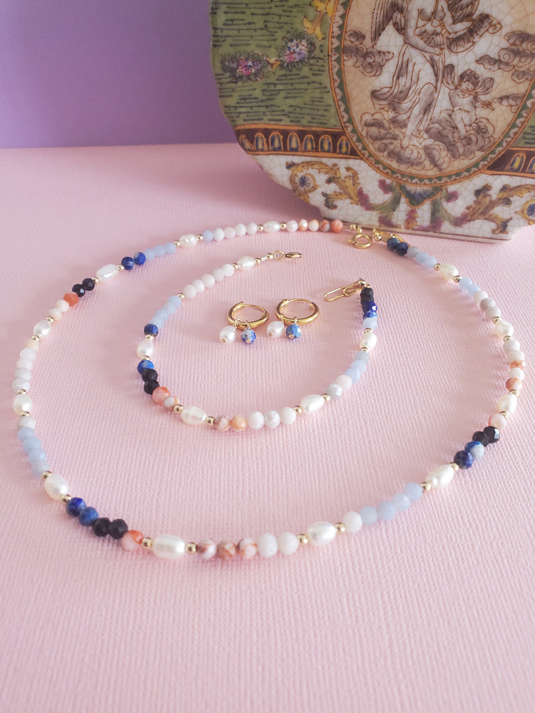 Pop of colour necklace  | Sterling Silver |  Gold fill | Freshwater Pearl | Mixed Gemstone