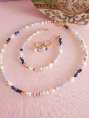 Pop of colour bracelet  | Sterling Silver |  Gold fill | Freshwater Pearl | Mixed Gemstone
