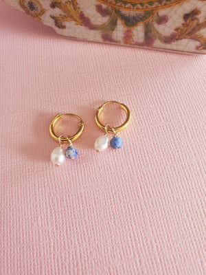 Pop of colour earrings  | Gold vermeil | Freshwater Pearl | Mixed Gemstone
