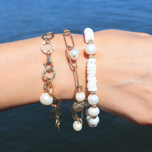 Pearl Charm Bracelet | Gold