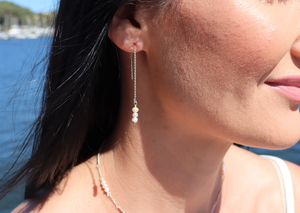 pearl threader earrings | silver