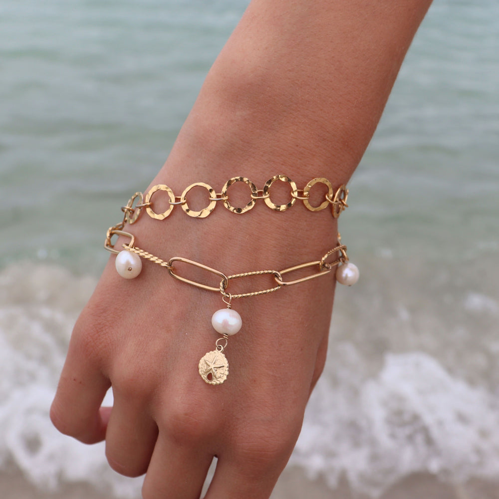 Pearl Charm Bracelet | Gold