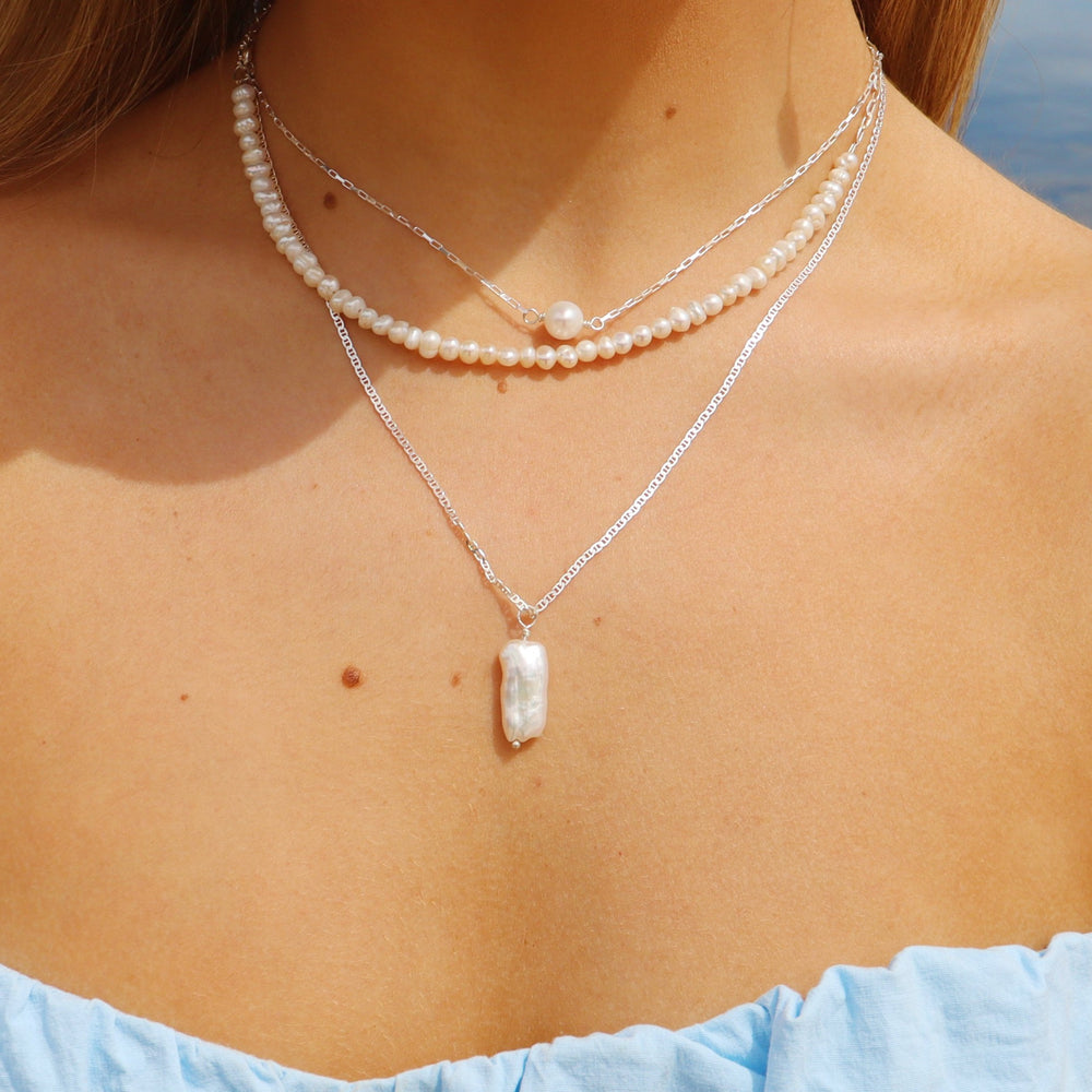 
            
                Load image into Gallery viewer, Corsica Necklace |  Freshwater Pearl | Sterling Silver
            
        