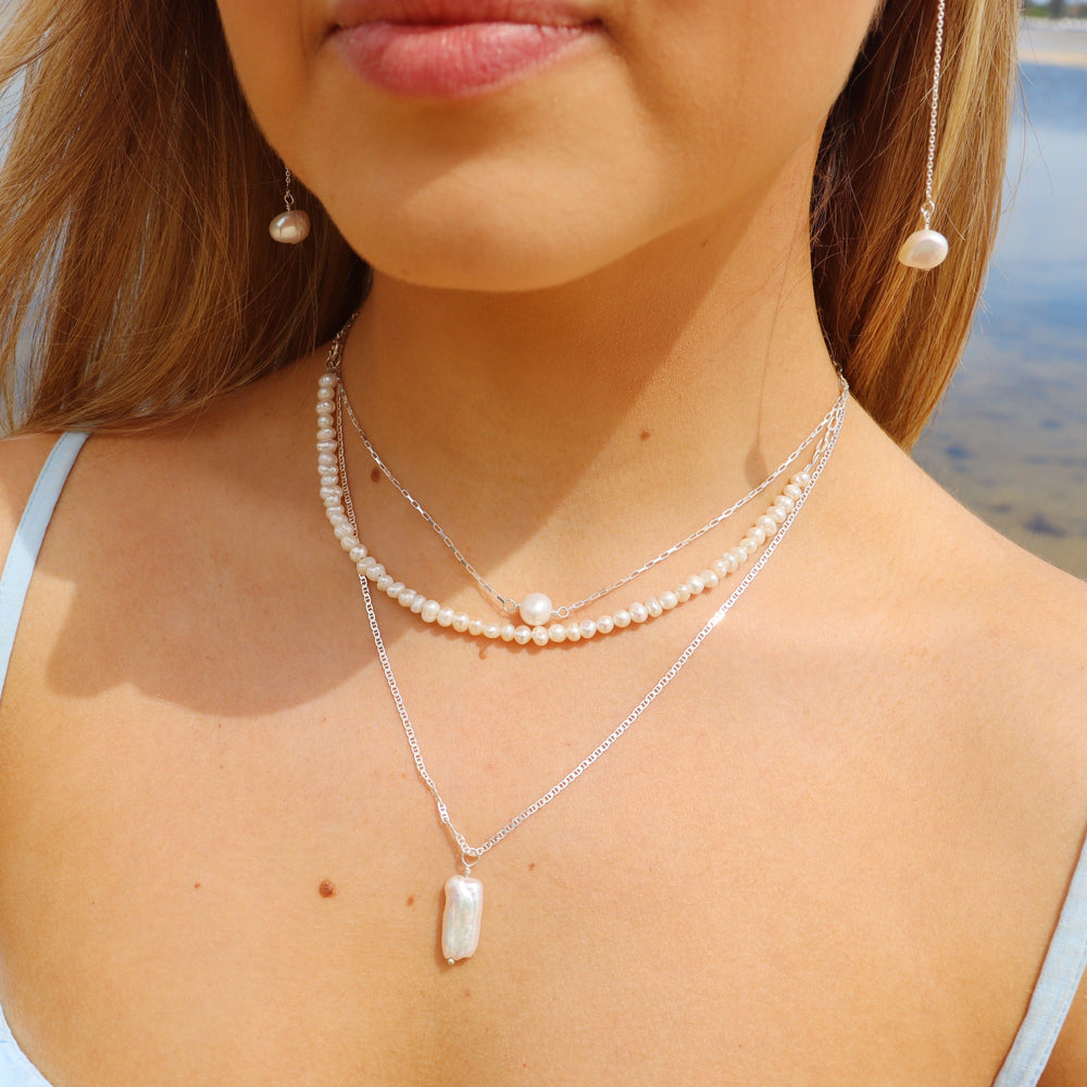 Corsica Necklace |  Freshwater Pearl | Sterling Silver
