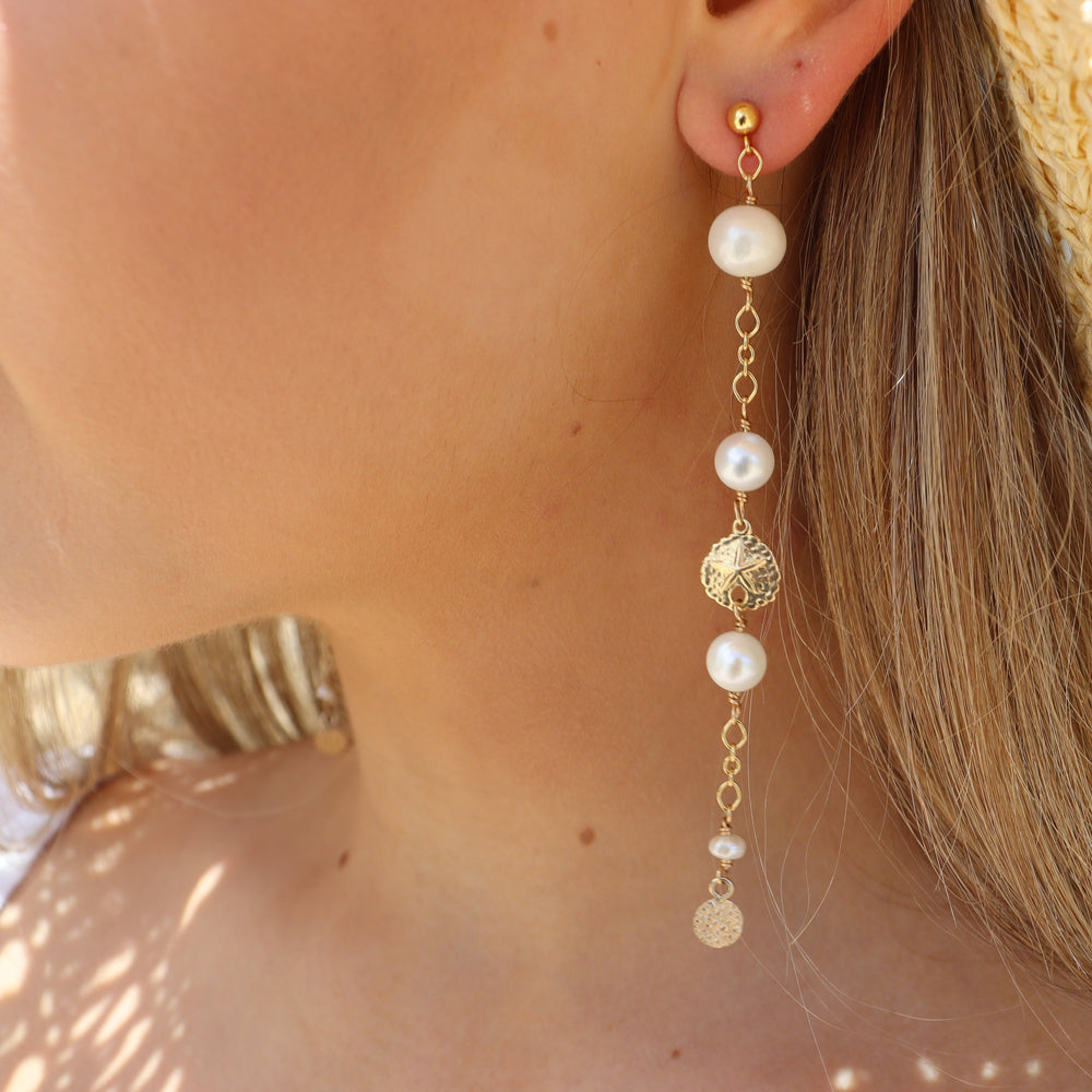 St Tropez Earrings |  Freshwater Pearl | Gold