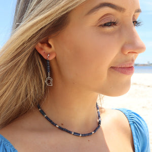 Blue Agate Earrings | Sterling Silver