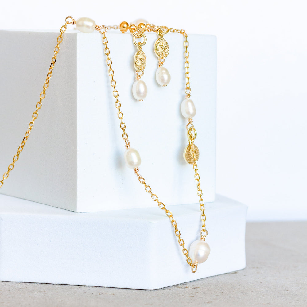Ocean Siren Necklace |  Freshwater Pearl | 18k Gold Vermeil |  Sterling Silver